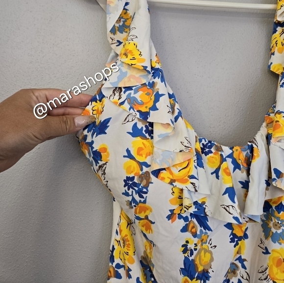 J.Crew Ruffle scoop-back one-piece in blossom stripe - Picture 4 of 8